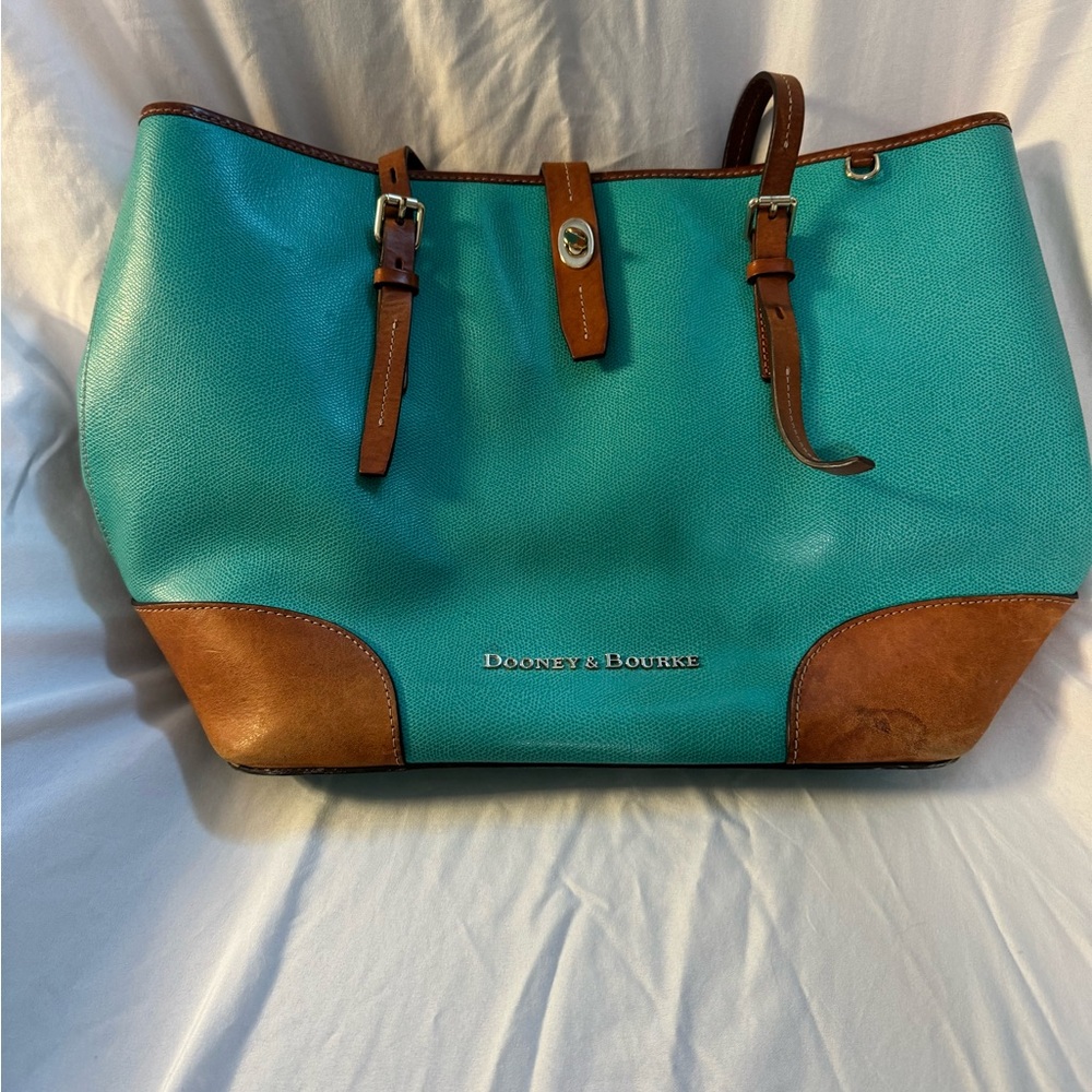 Dooney & Bourke Turquoise and Brown Tote